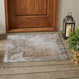 2' X 3' Brown And Off White Abstract Washable Indoor Outdoor Area Rug