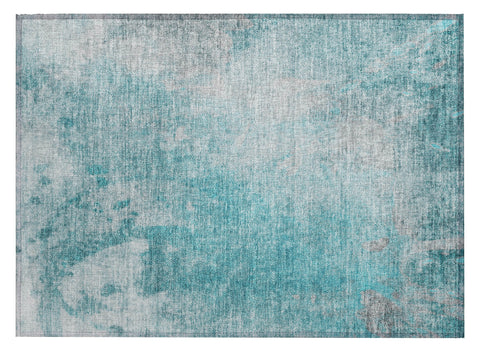 2' X 3' Teal Abstract Washable Non Skid Indoor Outdoor Area Rug