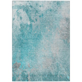 8' X 10' Teal Abstract Washable Non Skid Indoor Outdoor Area Rug