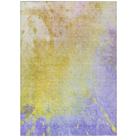 8' X 10' Blue Gold And Wheat Abstract Washable Indoor Outdoor Area Rug