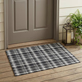 2' X 3' Black Gray and White Plaid Washable Non Skid Indoor Outdoor Area Rug