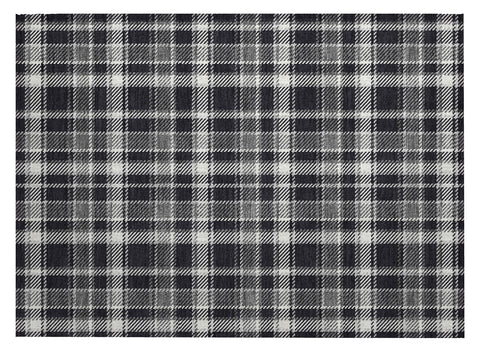 2' X 3' Black Gray and White Plaid Washable Non Skid Indoor Outdoor Area Rug