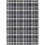 3' X 5' Black Gray and White Plaid Washable Non Skid Indoor Outdoor Area Rug