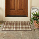 3' X 5' Chocolate and Ivory Plaid Washable Non Skid Indoor Outdoor Area Rug