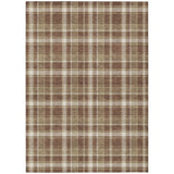 3' X 5' Chocolate and Ivory Plaid Washable Non Skid Indoor Outdoor Area Rug