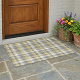 3' X 5' Gray Yellow And White Plaid Washable Indoor Outdoor Area Rug