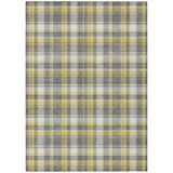 3' X 5' Gray Yellow And White Plaid Washable Indoor Outdoor Area Rug