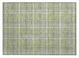 2' X 3' Green and Gray Plaid Washable Non Skid Indoor Outdoor Area Rug