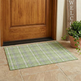 3' X 5' Green and Gray Plaid Washable Non Skid Indoor Outdoor Area Rug
