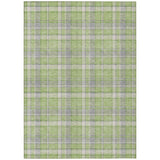 3' X 5' Green and Gray Plaid Washable Non Skid Indoor Outdoor Area Rug