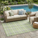 5' X 8' Green and Gray Plaid Washable Non Skid Indoor Outdoor Area Rug