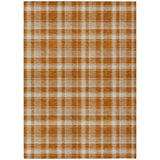 3' X 5' Orange And Ivory Plaid Washable Indoor Outdoor Area Rug