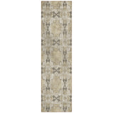 8' Runner Beige and Gray Floral Medallion Washable Non Skid Indoor Outdoor Runner Rug