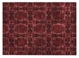 2' X 3' Burgundy and Black Floral Medallion Washable Non Skid Indoor Outdoor Area Rug