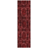 8' Burgundy And Black Floral Medallion Washable Indoor Outdoor Runner Rug