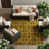 8' X 10' Chocolate Floral Medallion Washable Non Skid Indoor Outdoor Area Rug