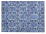 2' X 3' Denim Blue and Gray Floral Medallion Washable Non Skid Indoor Outdoor Area Rug