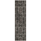 8' Runner Gray and Black Floral Medallion Washable Non Skid Indoor Outdoor Runner Rug