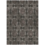 8' X 10' Gray And Black Floral Medallion Washable Indoor Outdoor Area Rug