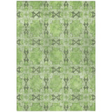3' X 5' Green Floral Medallion Washable Non Skid Indoor Outdoor Area Rug