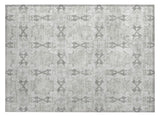 2' X 3' Ivory and Gray Floral Medallion Washable Non Skid Indoor Outdoor Area Rug