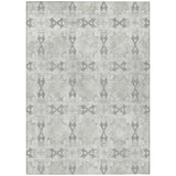 8' X 10' Ivory And Gray Floral Medallion Washable Indoor Outdoor Area Rug