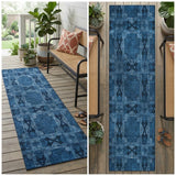 8' Gray Floral Medallion Washable Indoor Outdoor Runner Rug