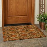 2' X 3' Orange and Rust Floral Medallion Washable Non Skid Indoor Outdoor Area Rug