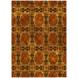 8' X 10' Orange And Rust Floral Medallion Washable Indoor Outdoor Area Rug