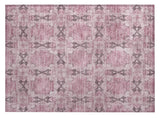 2' X 3' Pink Floral Medallion Washable Non Skid Indoor Outdoor Area Rug