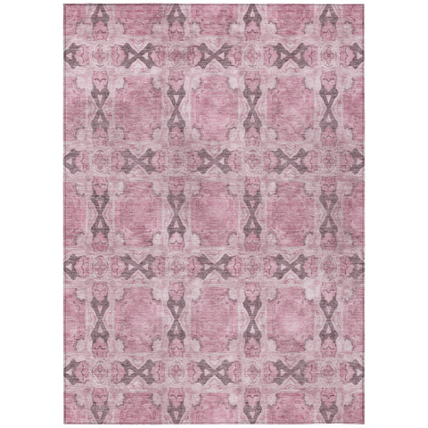 3' X 5' Pink Floral Medallion Washable Non Skid Indoor Outdoor Area Rug