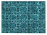 2' X 3' Teal Floral Medallion Washable Non Skid Indoor Outdoor Area Rug