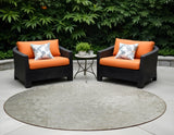 8' Round Beige Round Washable Non Skid Indoor Outdoor Area Rug