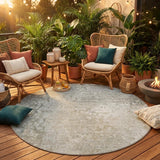 8' Round Beige Round Washable Non Skid Indoor Outdoor Area Rug