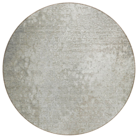 8' Round Beige Round Washable Non Skid Indoor Outdoor Area Rug
