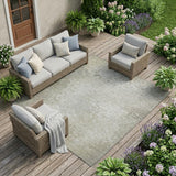 8' X 10' Beige Washable Non Skid Indoor Outdoor Area Rug