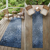 8' Runner Blue Washable Non Skid Indoor Outdoor Runner Rug