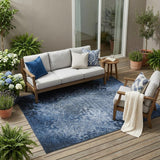 5' X 8' Blue Washable Non Skid Indoor Outdoor Area Rug