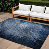 8' X 10' Blue Washable Non Skid Indoor Outdoor Area Rug