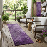 8' Runner Purple Washable Non Skid Indoor Outdoor Runner Rug