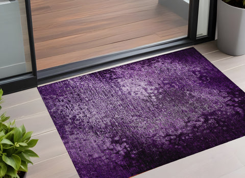 3' X 5' Purple Washable Non Skid Indoor Outdoor Area Rug