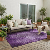 5' X 8' Purple Washable Non Skid Indoor Outdoor Area Rug