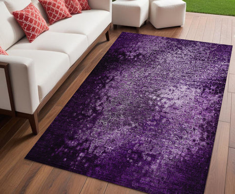 5' X 8' Purple Washable Non Skid Indoor Outdoor Area Rug