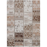 3' X 5' Taupe and Ivory Patchwork Washable Non Skid Indoor Outdoor Area Rug