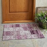 2' X 3' Mountbatten Pink Patchwork Washable Non Skid Indoor Outdoor Area Rug