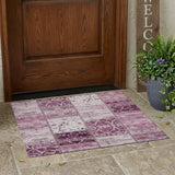 3' X 5' Pink Patchwork Washable Indoor Outdoor Area Rug