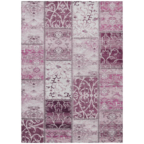 3' X 5' Pink Patchwork Washable Indoor Outdoor Area Rug