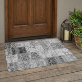 3' X 5' Gray Patchwork Washable Non Skid Indoor Outdoor Area Rug