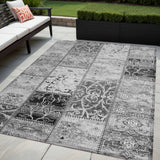 5' X 8' Gray Patchwork Washable Non Skid Indoor Outdoor Area Rug