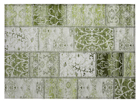 2' X 3' Green Patchwork Washable Non Skid Indoor Outdoor Area Rug